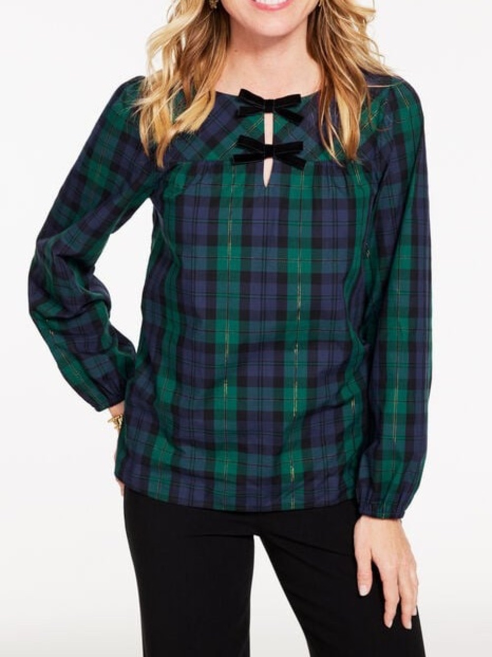 Talbots METALLIC BOW TOP - MERRIMENT TARTAN size xl